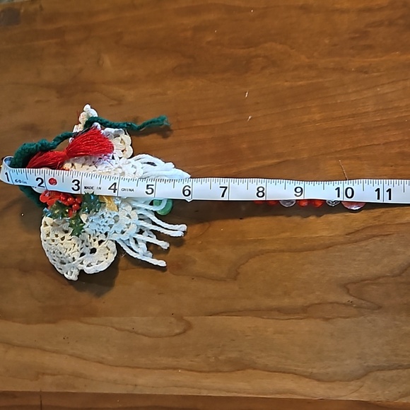 Hand Crafted Crochet Angel white green red colors multicolored plastic beaded - Picture 14 of 17